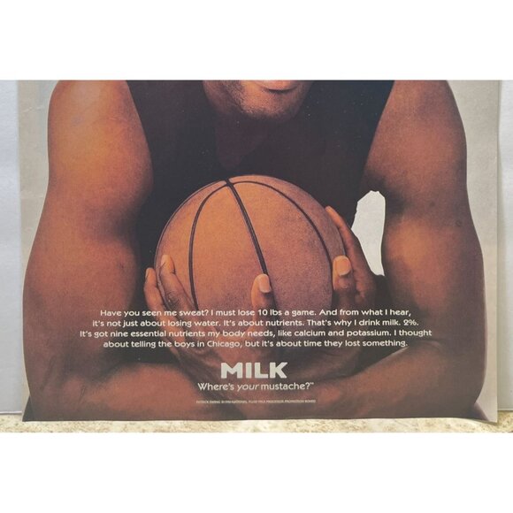 Patrick Ewing Milk Mustache Vintage Print Ad 1996 Basketball Chicago Bulls - Picture 5 of 6
